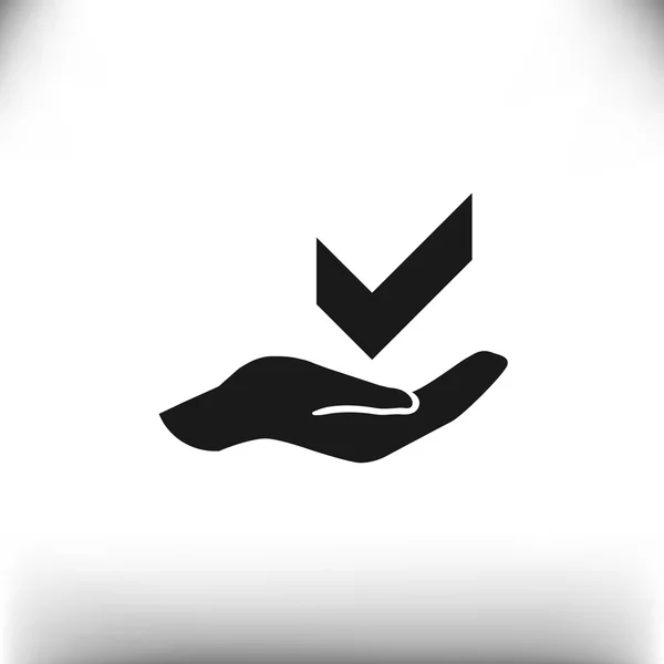 Marque o símbolo no ícone da web mão — Vetor de Stock