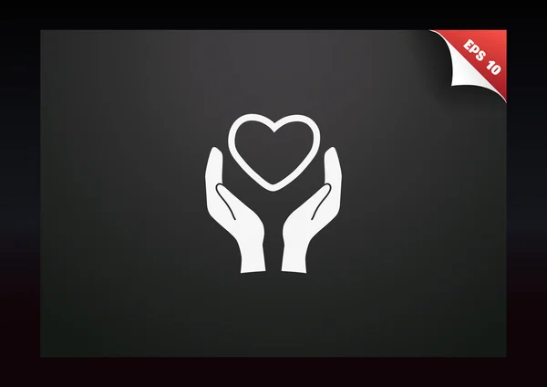 Herz in den Händen einfaches Symbol — Stockvektor