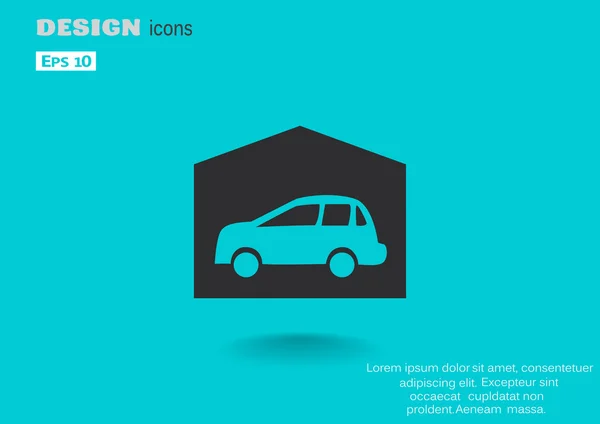 Garage avec voiture icône simple — Image vectorielle