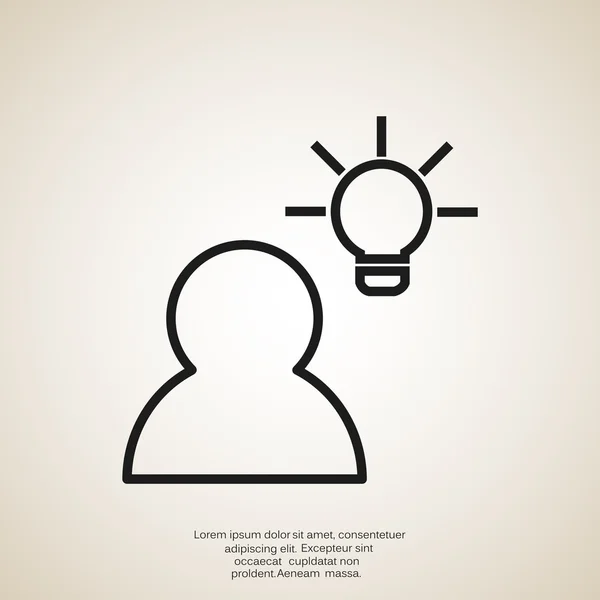 Human and lightbulb simple icon — Stock Vector
