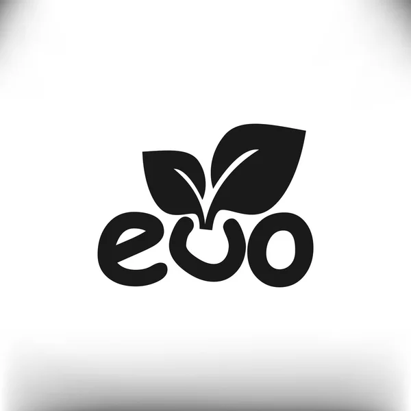 Eco iscrizione con icona foglie, illustrazione vettoriale contorno — Vettoriale Stock