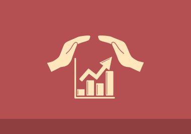 Eller simgesini içeren yükselen grafiği