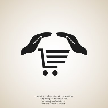 Alışveriş sepeti ile eller web simgesi