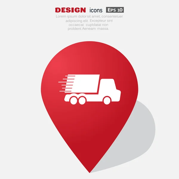 Camión simple en concepto de entrega rápida, ilustración de vectores — Vector de stock