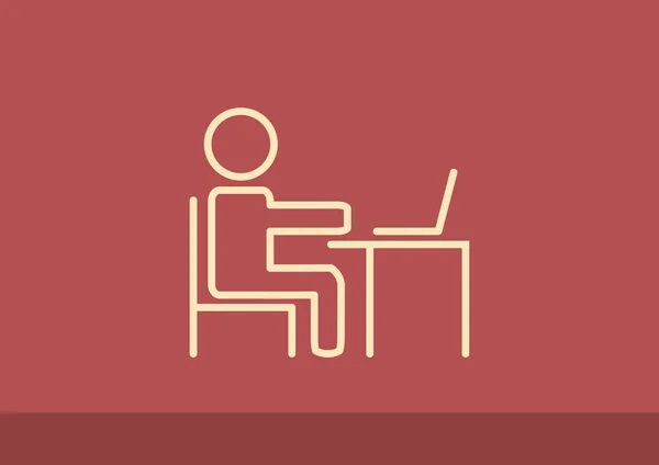Άνθρωπος στο τραπέζι με το lap-top εικονίδιο — Διανυσματικό Αρχείο