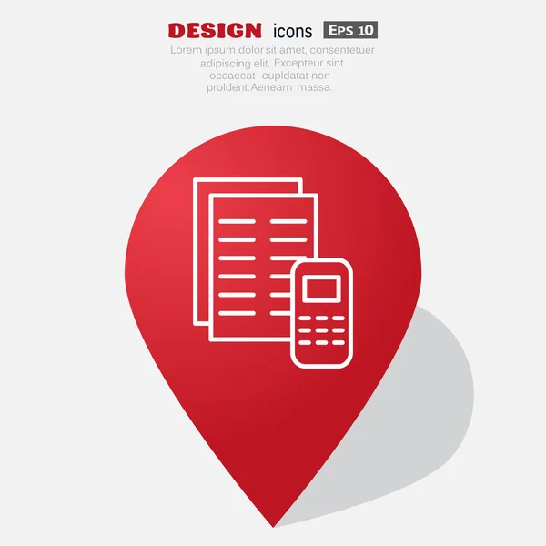 Papeles con teléfono celular icono web simple, esbozar ilustración vectorial — Archivo Imágenes Vectoriales