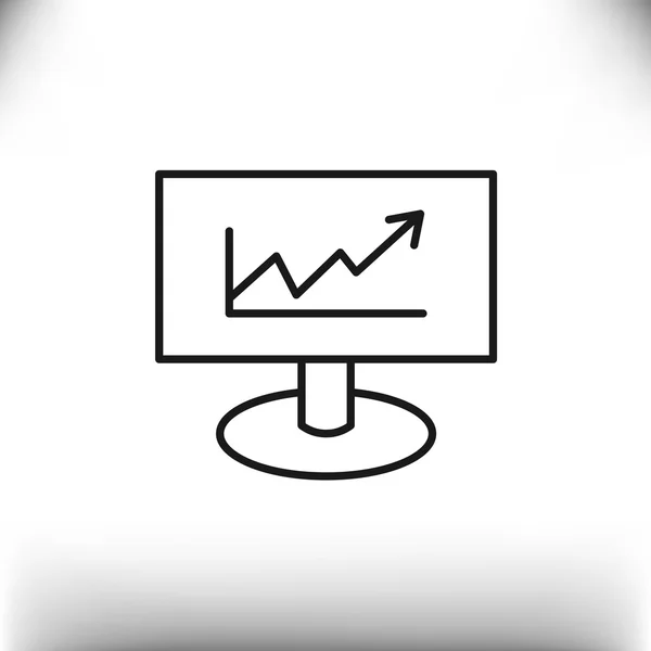 Monitor met grafiek web pictogram — Stockvector