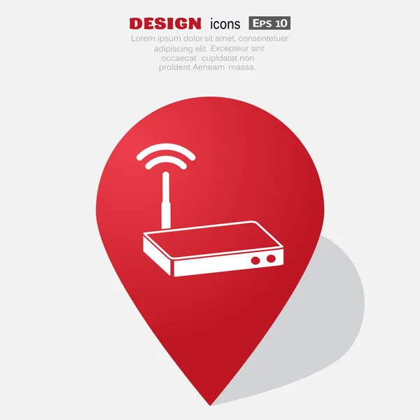 Dalgalar web simgesi ile modem — Stok Vektör