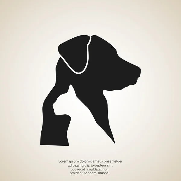 Firma con animali domestici silhouette — Vettoriale Stock