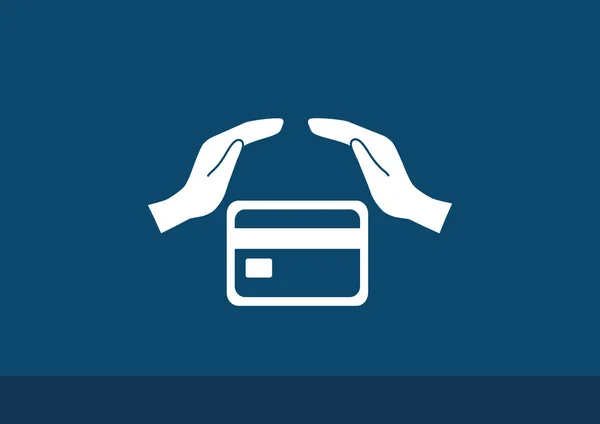 Kreditkarte und Hände Web-Symbol — Stockvektor