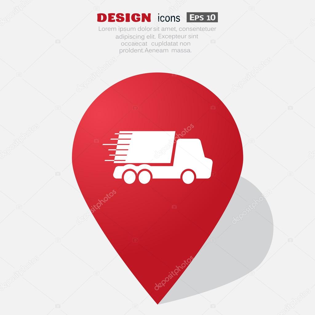 Simple truck on fast delivery concept, vector illustration