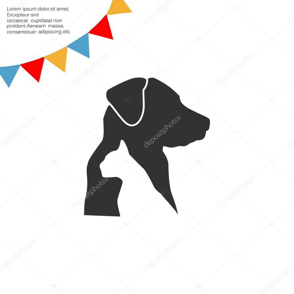 Sign with domestic pets silhouettes, veterinary logo concept