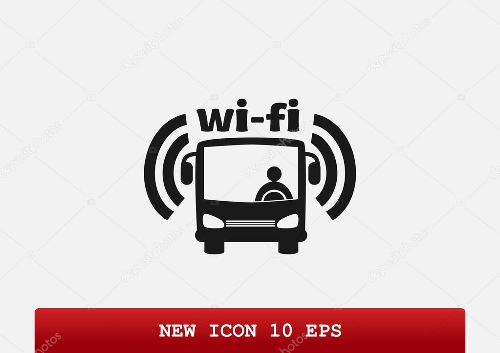 Wi-Fi in bus sign, icon vector outline illustration