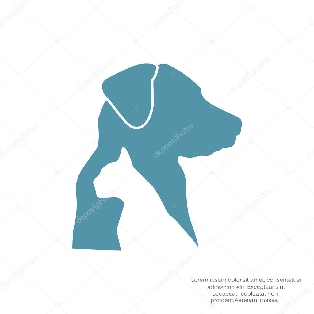 Sign with domestic pets silhouettes, veterinary logo concept