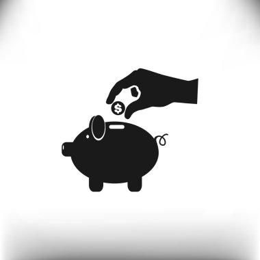 piggy banka para bırakarak el