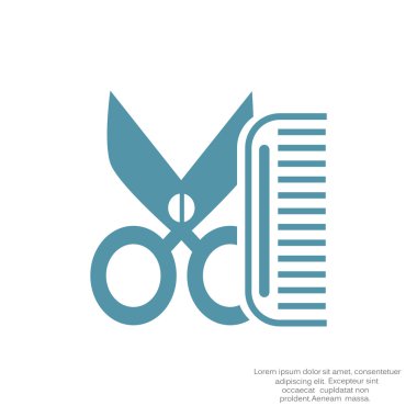 Tarak ve makas basit simgesi, Kuaför Dükkanı işareti