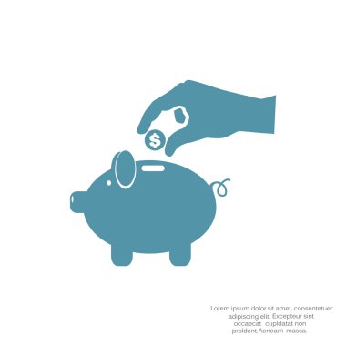 piggy banka para bırakarak el