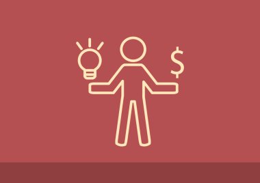 Işık ve dolar simgesi olan insan