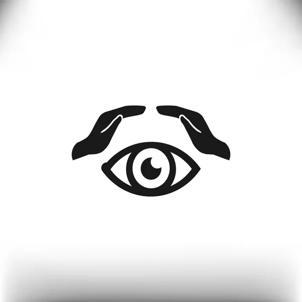 Menselijk oog en handen web pictogram, overzicht vectorillustratie — Stockvector