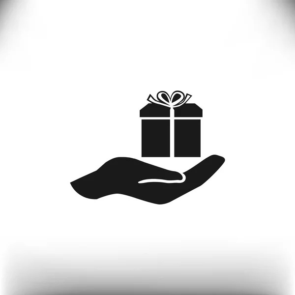 Caja de regalo en la mano icono web — Archivo Imágenes Vectoriales