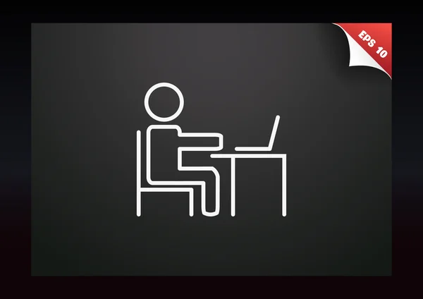 Homme à table avec icône d'ordinateur portable — Image vectorielle
