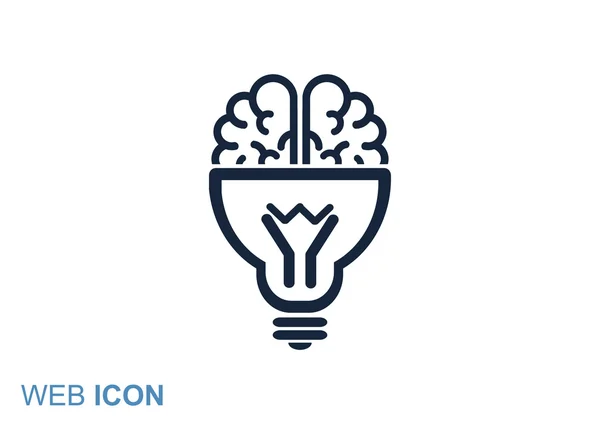 Brain with light bulb icon — Stock Vector