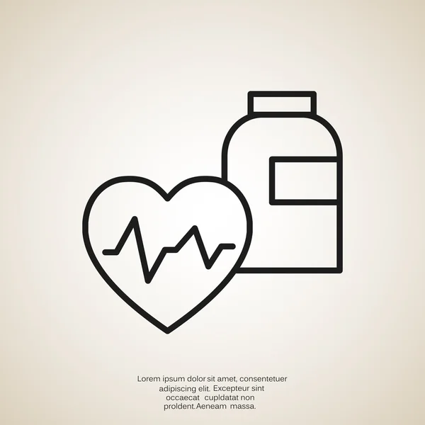 Cardiologia medicina semplice icona web, illustrazione vettoriale contorno — Vettoriale Stock