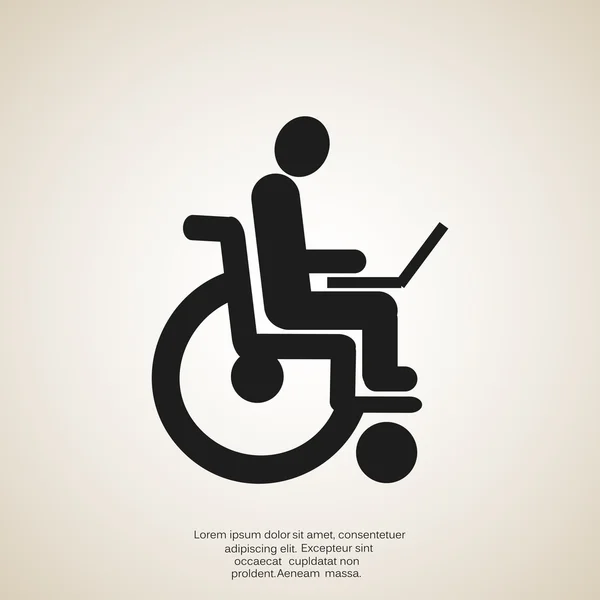 Laptop ikonra kerekesszék fogyatékkal — Stock Vector