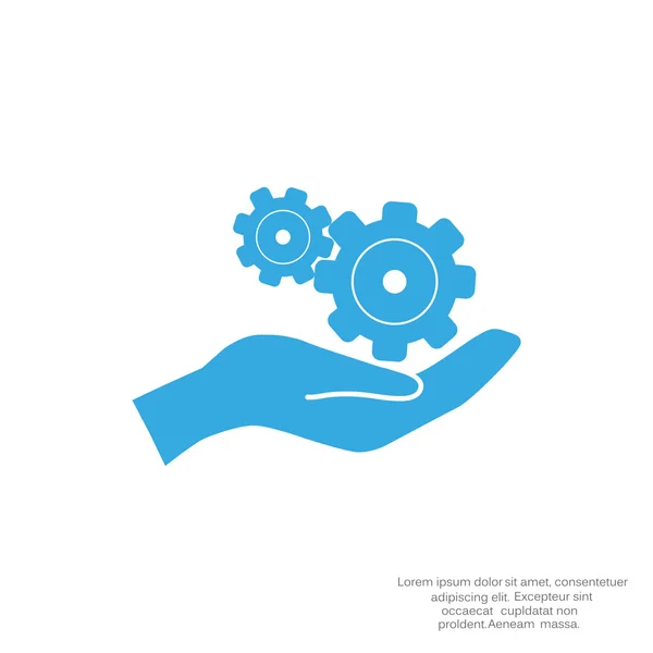 Rounded gears on hand simple icon — Stock Vector