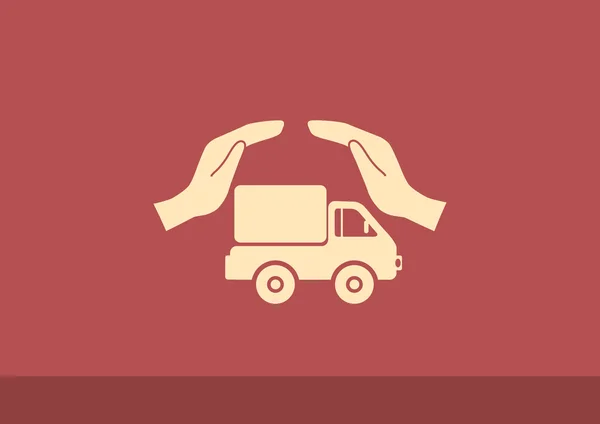 Truck met handen web pictogram — Stockvector