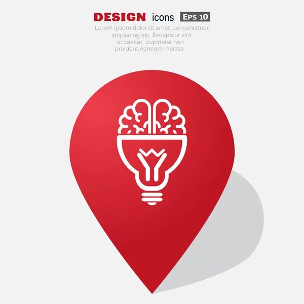 Cerebro con icono de bombilla — Archivo Imágenes Vectoriales