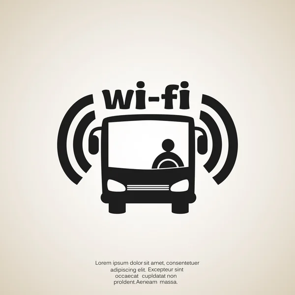 Wi-fi in Busschild, Icon Vektor Outline Illustration — Stockvektor