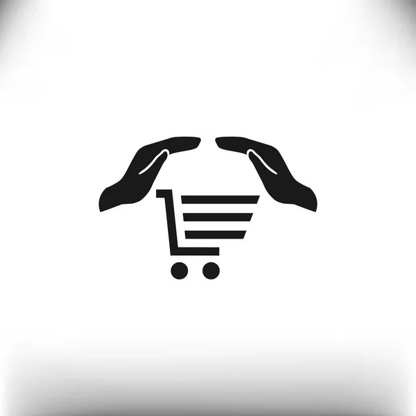 Winkelwagen met handen web pictogram — Stockvector