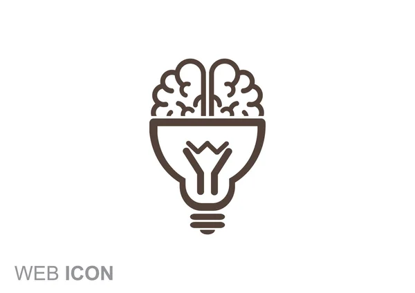 Brain with light bulb icon, idea concept, outline vector illustration — Stock Vector