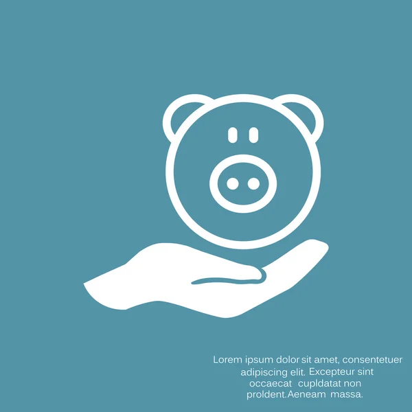 Banco porquinho no ícone da mão humana — Vetor de Stock