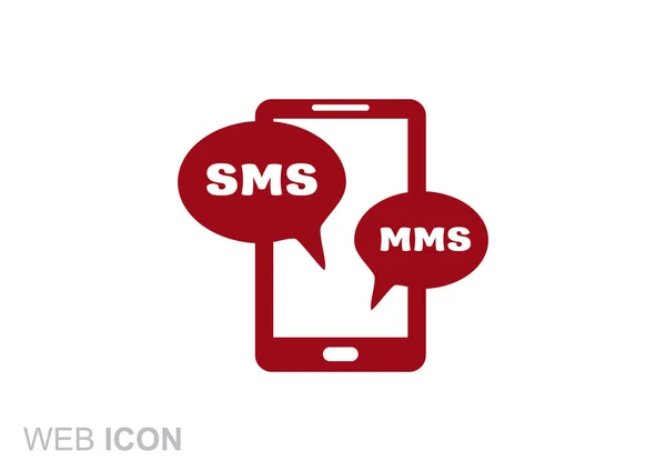 Smartphone with sms bubbles icon, simple outline vector illustration — Stock Vector