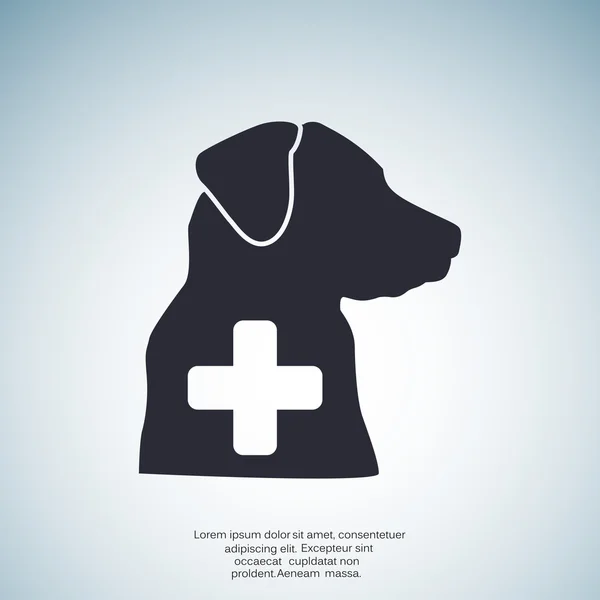 Underteckna med hund siluett och korset, veterinärmedicinska logotyp koncept — Stock vektor