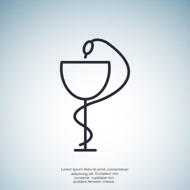 Yılan ve Kupası, basit anahat vektör çizim eczane simgesiyle