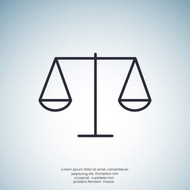 Adalet basit web simgesi, ölçekler anahat vektör çizim