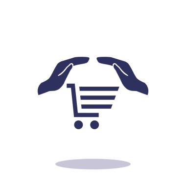 Alışveriş sepeti ile eller web simgesi