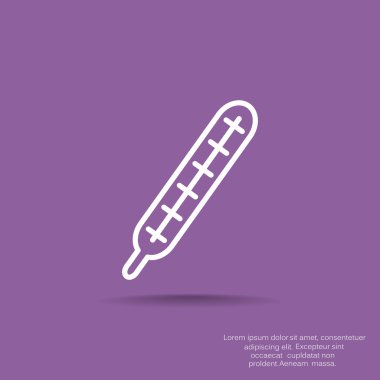 Tıbbi termometre web simgesi, anahat vektör çizim