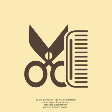 Tarak ve makas basit simgesi