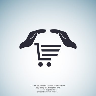 Alışveriş sepeti ile eller web simgesi