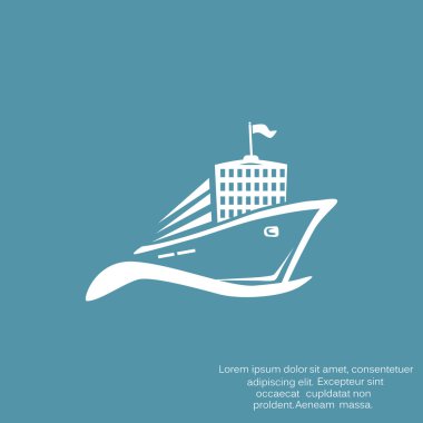 Dalga web simgesi üzerinde gemi, kavram seyahat, anahat halat vektör