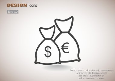 para birimi simgeleri ile para çanta