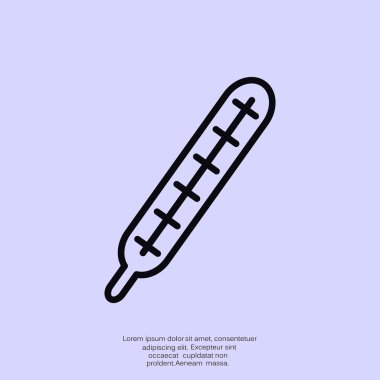 Tıbbi termometre web simgesi, anahat vektör çizim