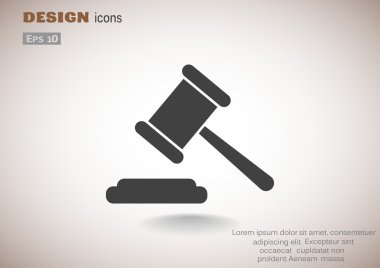 Açık artırma çekiç basit web simgesi, anahat vektör çizim