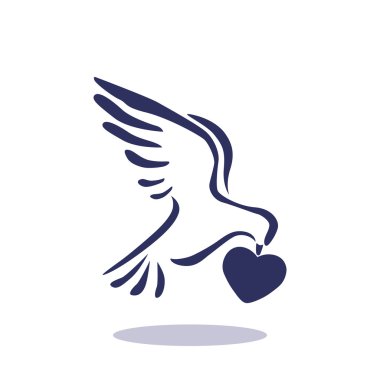 Güvercin ile kalp basit simgesi