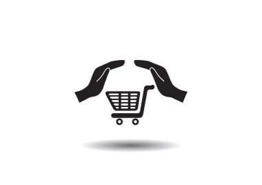 Alışveriş sepeti ile eller web simgesi