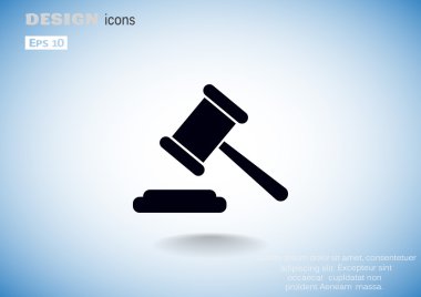Açık artırma çekiç basit web simgesi, anahat vektör çizim
